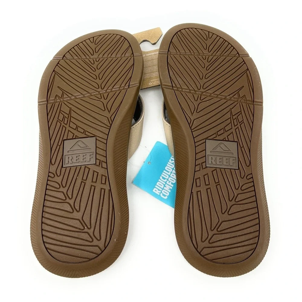 NEW‎ REEF SANTA ANA Men's Sandals Flip Flop CJ4017 Leather SAND Tan Beige Size 8